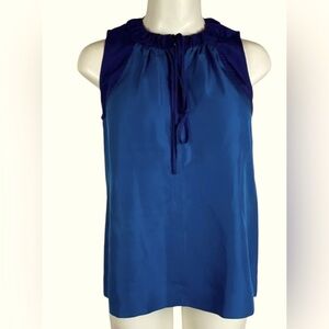 MARC MARC JACOBS - two-tone blue collar tie 100% Silk Blouse Size Large